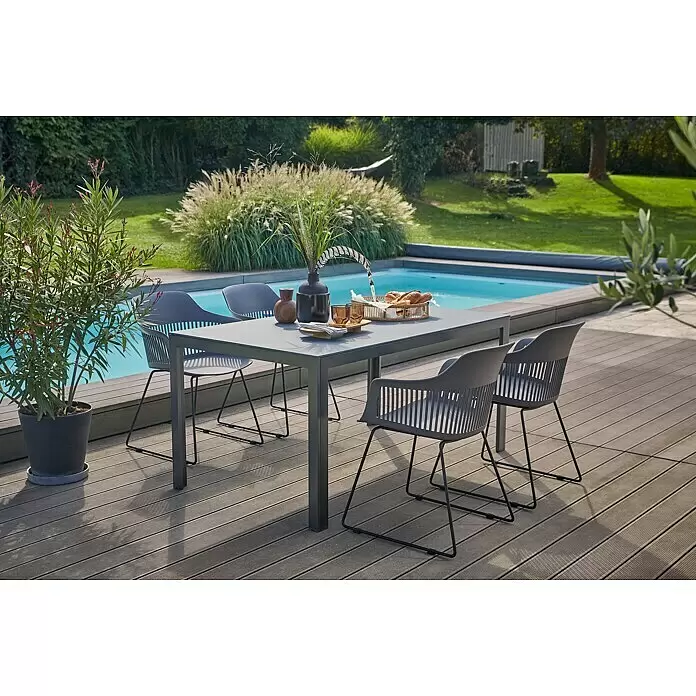 Sunfun Gartenmöbel-Set Maja/Annika - 5 -tlg., Glas, Anthrazit/Black/Dark Grey - Stimmungsaufnahme