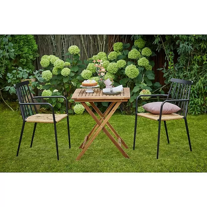 Sunfun Balkontisch - L x B x H: 65 x 65 x 74 cm, Akazie, Klappbar, Quadratisch, Natur - Stimmungsaufnahme