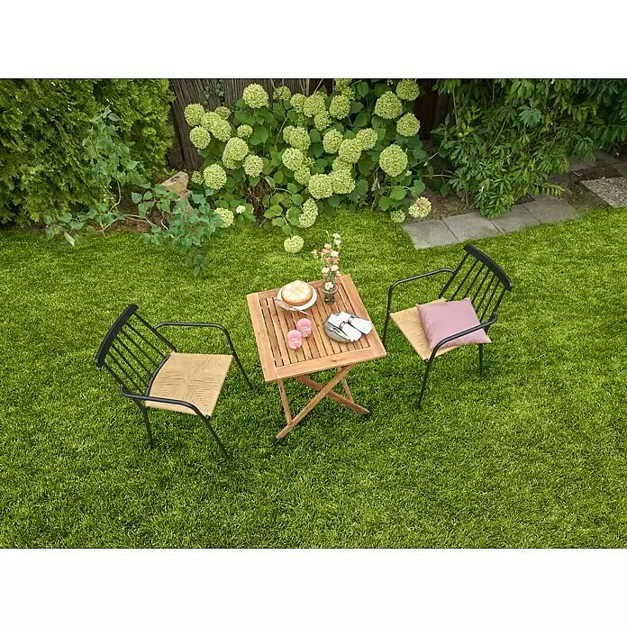 Sunfun Balkontisch - L x B x H: 65 x 65 x 74 cm, Akazie, Klappbar, Quadratisch, Natur - Stimmungsaufnahme