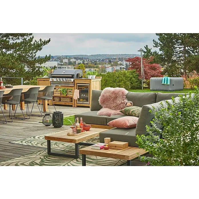 Sunfun Zoe Módulo de cocina exterior Armario con cajones - Marrón, An x Pr x Al: 58 x 63 x 92 cm, Madera de teca - Lujosa zona al aire libre con parrilla, mesa de comedor, muebles de salón y jacuzzi para una relajación elegante al aire libre.