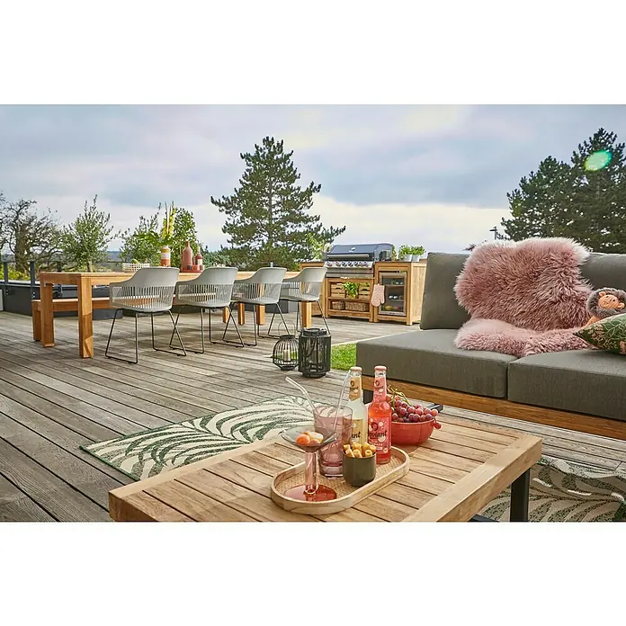 Sunfun Zoe Módulo de cocina exterior Armario con cajones - Marrón, An x Pr x Al: 58 x 63 x 92 cm, Madera de teca - Conjunto de muebles de patio con mesa de comedor, sillas, parrilla y acogedora zona de estar. Perfecto para relajarse al aire libre.