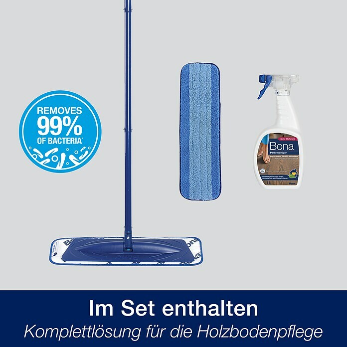Bona Reinigungs-Set Parkett (1 x Cleaner, 1 x Mop, 1 x Micropad)