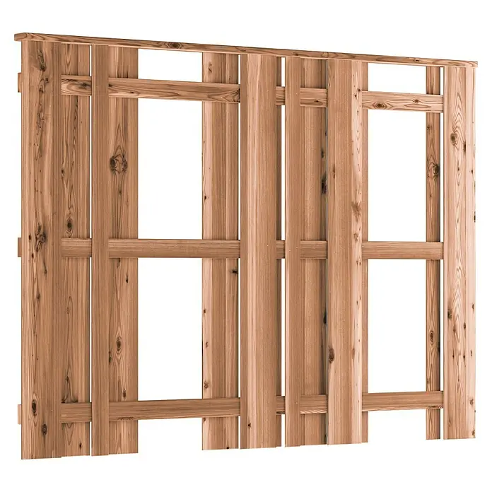 T & J Sichtschutzelement Aalborg - B x H: 180 x 130 cm, Natur - Holzzaun-Element mit rechteckigen Öffnungen, gefertigt aus hellem Holz und rustikalem Design, ideal als Sichtschutz.