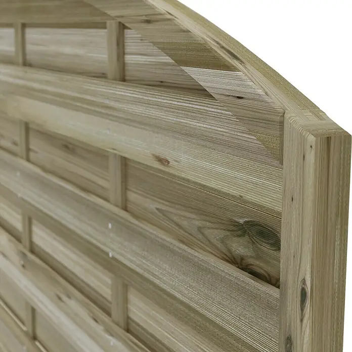 T & J Sichtschutzelement Maxi - B x H: 180 x 180 cm, Braun - Nahaufnahme eines modernen Holzzauns mit horizontalen Brettern und einem robusten Rahmen, ideal für Garten und Privatsphäre.