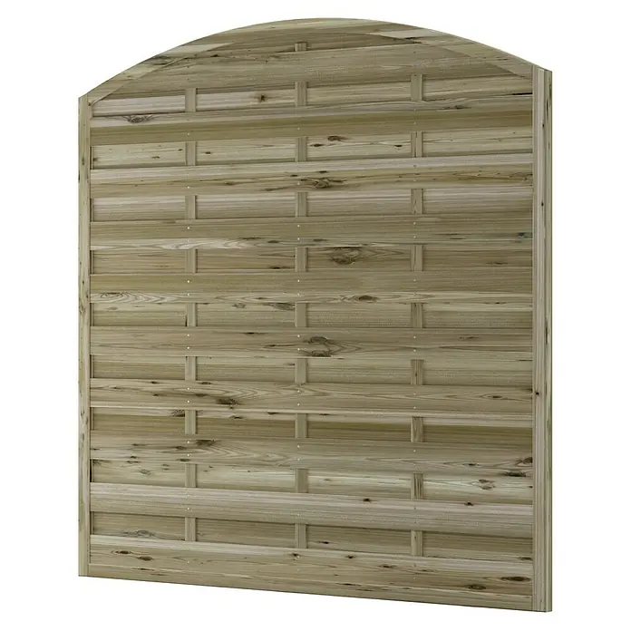 T & J Sichtschutzelement Maxi - B x H: 180 x 180 cm, Braun - Ein dekorativer, gebogener Holzzaun, ideal zur Abgrenzung und Gestaltung des Gartens. Die Holzstruktur ist detailreich und ansprechend.
