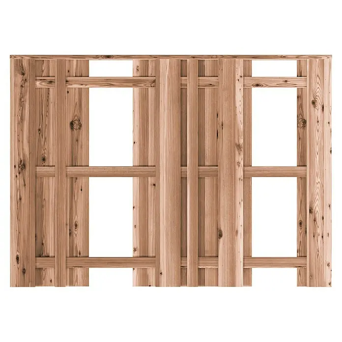 T & J Sichtschutzelement Aalborg - B x H: 180 x 130 cm, Natur - Nahaufnahme einer Holzpalette mit quadratischen Öffnungen. Rustikale Holzstruktur, ideal für DIY-Projekte und nachhaltige Dekoration.