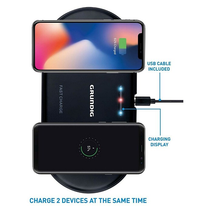Cargador de batería para móvil 2 dispositivos (20 W, Negro) | BAUHAUS