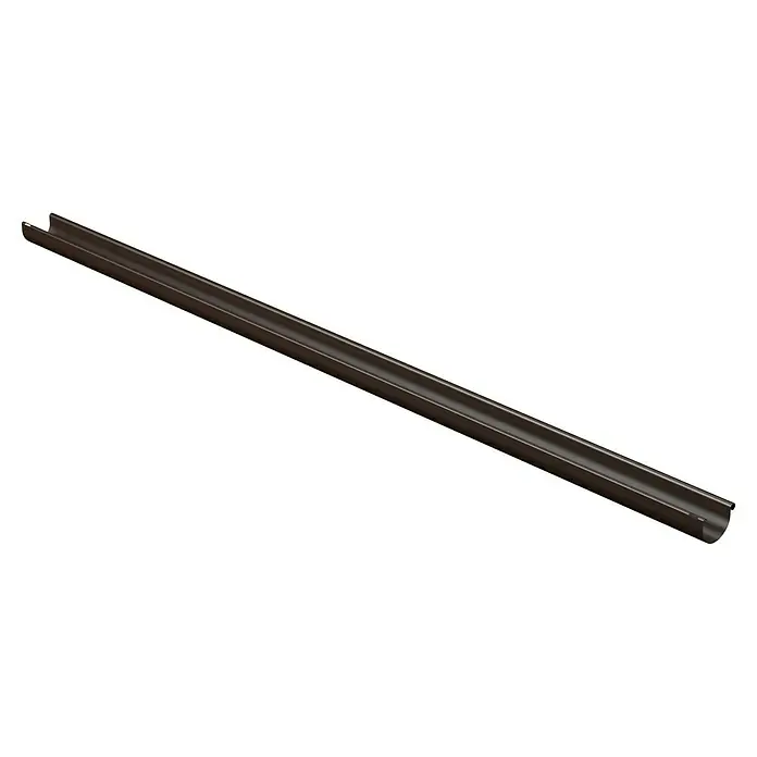 FunkeGruppe Dachrinne - Nennweite: 100 mm, Länge: 200 cm, Kunststoff, Braun - Nahaufnahme einer einzelnen braunen Dachrinne, die die Details der Regenwasserableitungslösung hervorhebt.