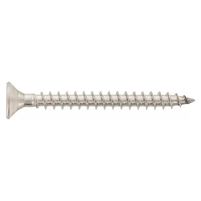 Marinetech Tornillo para construcción en madera - Ø x L: 5 x 40 mm, Rosca parcial, 50 ud., Acero inoxidable - Tornillo de cabeza avellanada plateado con punta afilada y rosca gruesa.