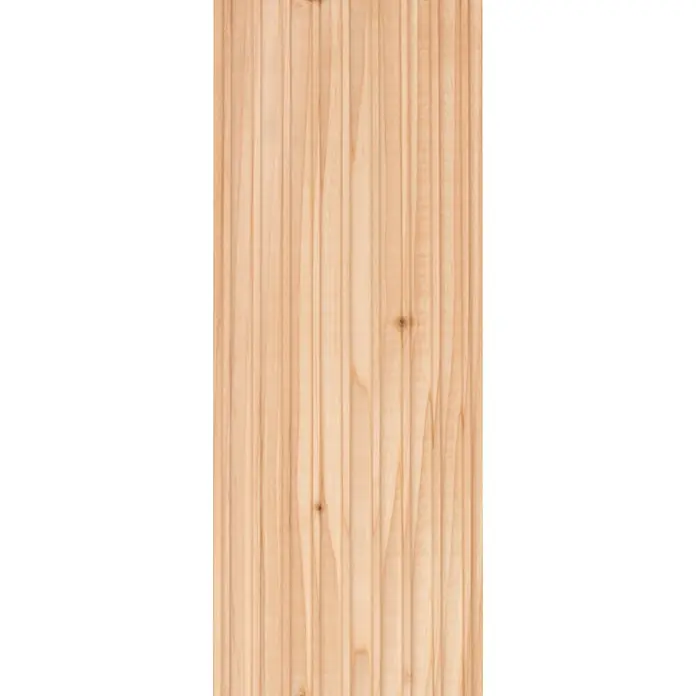 Terrassendiele - Douglasie, 400 x 14,5 x 2,8 cm, Rötlich gelblich - Helle Holzpaneele mit vertikalen Rillen und natürlichen Holzmaserungen, ideal für rustikale oder moderne Inneneinrichtungen.