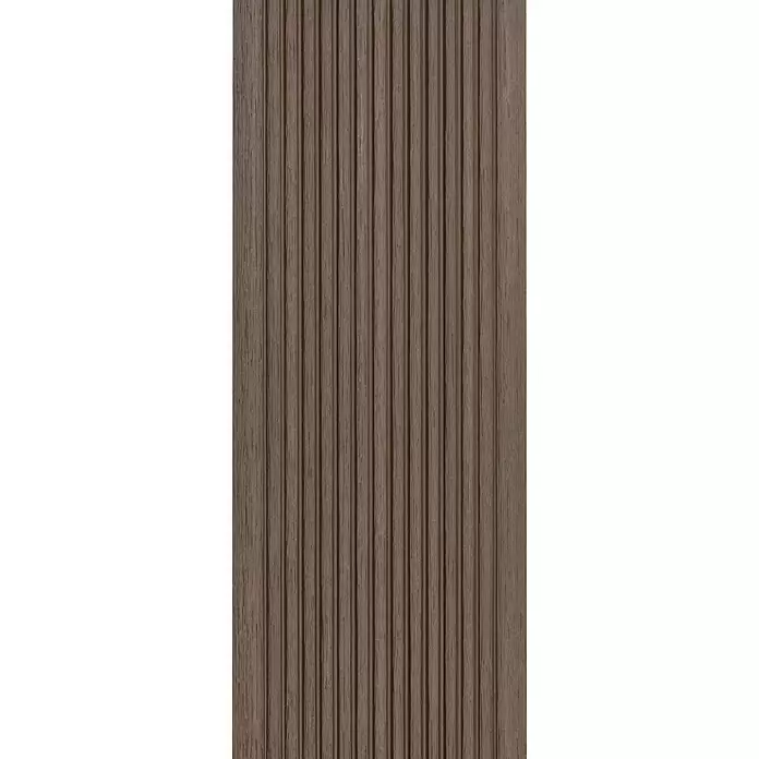 b!design WPC-Terrassendiele Ipe - 300 x 13,8 x 2,25 cm, Ipe - Dunkelbraune gerillte Holzplatte.