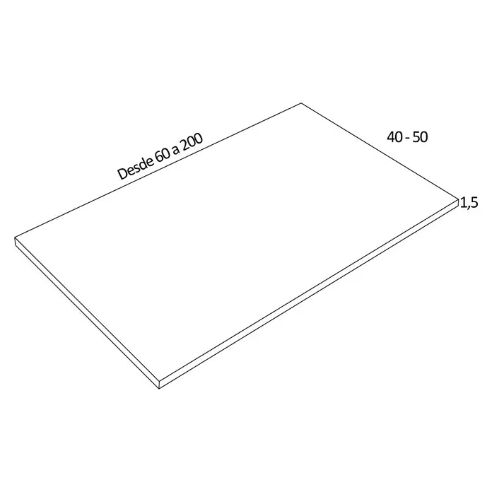 Encimera para lavabo pizarra - L x An x Al: 46 x 61 x 1,5 cm, Negro - Tablero rectangular con dimensiones 40-50 x 60-200 x 1,5 cm, perfecto para diversas aplicaciones interiores y exteriores.