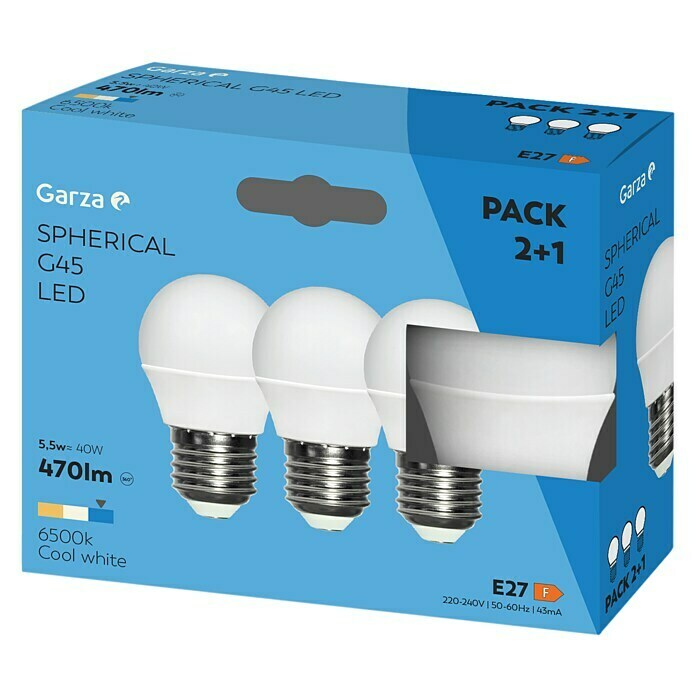 Garza Bombilla LED (3 uds., E27, 3 x 6 W, Color de luz: Blanco neutro, No regulable)