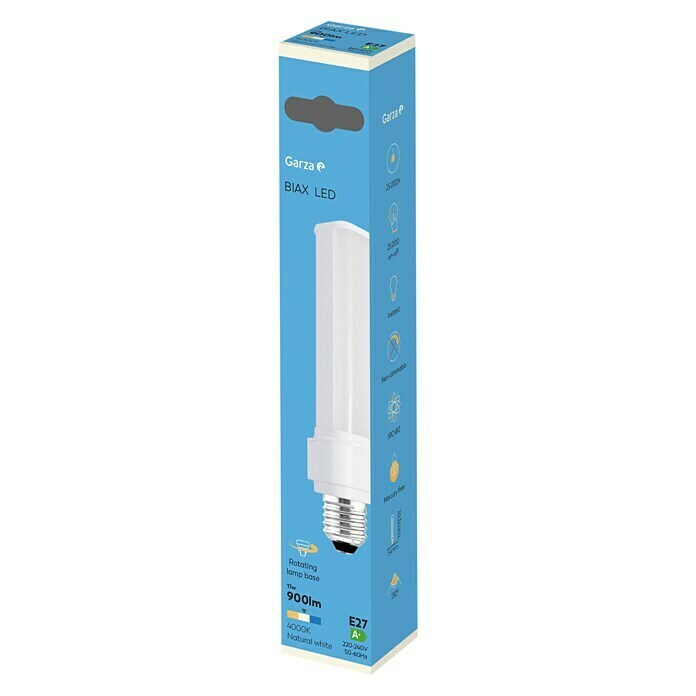Garza Bombilla LED Biax (11 W, E27, Color de luz: Blanco neutro, No regulable, Tubular)