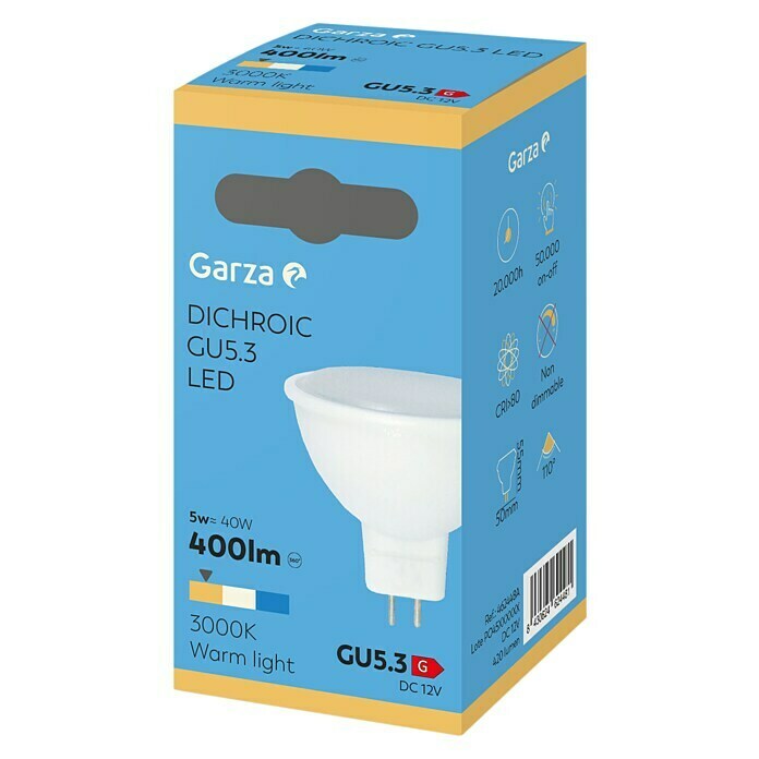 Garza Bombilla LED (5 W, GU5.3, Color de luz: Blanco cálido, No regulable, Semirredondo)