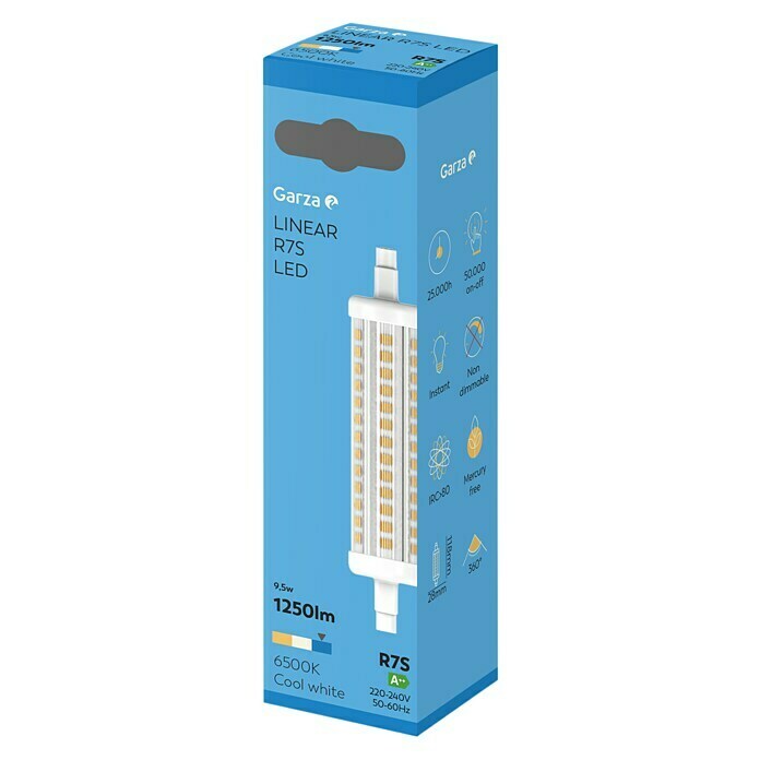 Garza Bombilla LED Lineal (9,5 W, R7s, Color de luz: Blanco frío, No regulable)