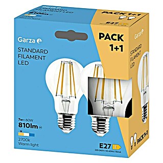 Garza Lámpara LED (E27, No regulable, Blanco cálido, 810 lm, 7 W)
