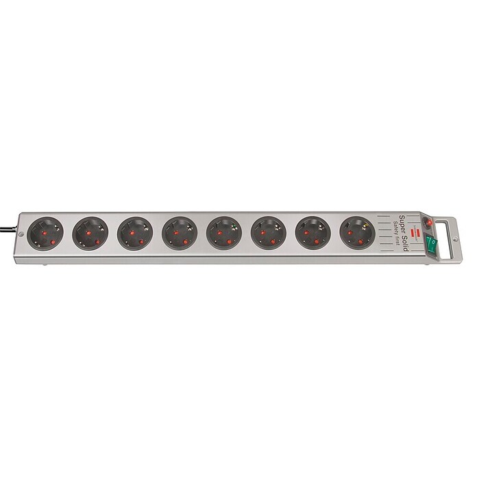 Brennenstuhl Super-Solid Steckdosenleiste (Anzahl Steckdosen Schuko: 8-fach, Silber, 2,5 m, Max. Anschlussleistung: 3.680 W)