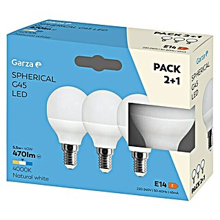 Garza Bombilla LED pack (3 ud., E14, 6 W, Blanco neutro, 470 lm)