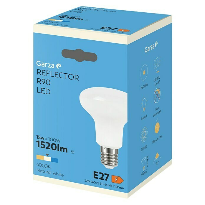 Garza Bombilla LED (18 W, E27, Blanco neutro, No regulable, Forma de pera)