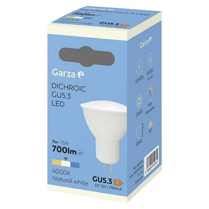 Garza Bombilla LED (9 W, GU5.3, Blanco neutro, No regulable, Reflector)