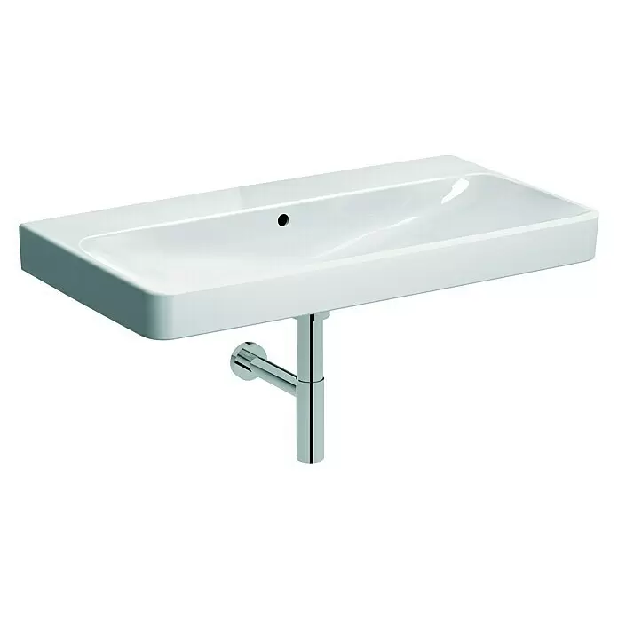 Keramag Smyle Waschtisch - 90 x 48 cm, Ohne Spezialglasur, Hahnloch: Ohne, Mit Überlauf, Weiß