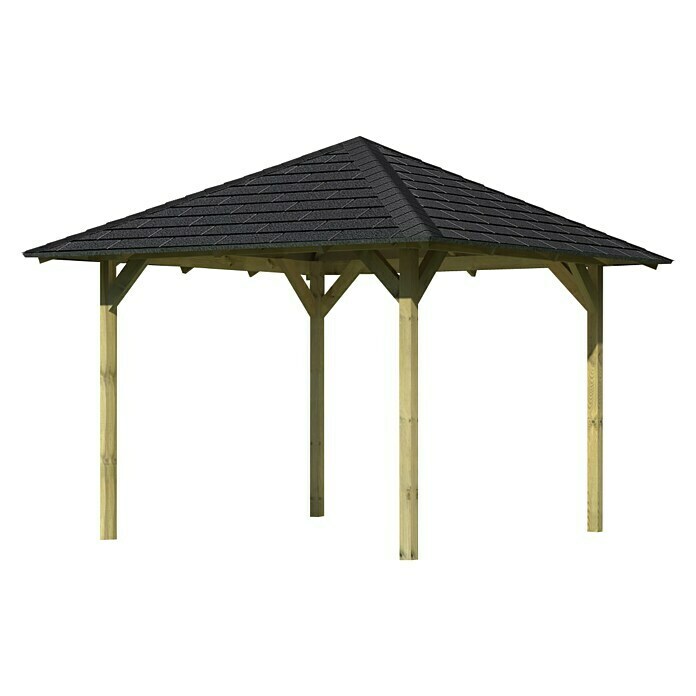 Karibu Pavillon Sevilla Set340 x 340 cm, Schwarz, Natur Left Side View