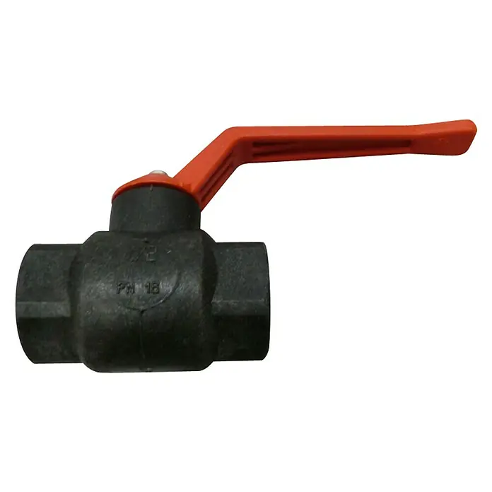 Válvula de esfera - ½″, Riego de jardín - Válvula de bola negra con manija roja, ideal para diversas aplicaciones de fontanería. Construcción sólida.