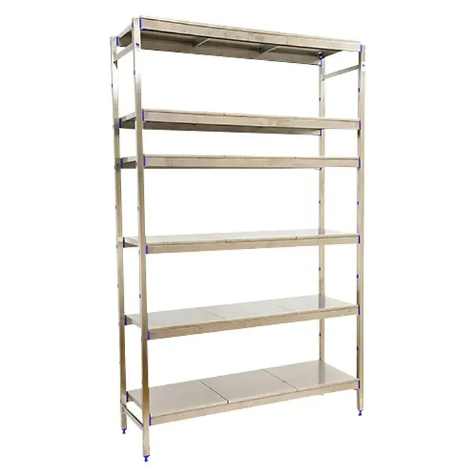 Simonrack Simoninox Metallregal Grundelement - H x B x T: 200 x 126 x 40 cm, Traglast pro Boden: 200 kg, Anzahl Böden: 6 Stk., Stecken, Material Boden: Edelstahl - Regal mit mehreren Regalböden, ideal für die Organisation von Gegenständen in Lager, Garage oder Keller. Stabile Konstruktion für hohe Belastbarkeit.