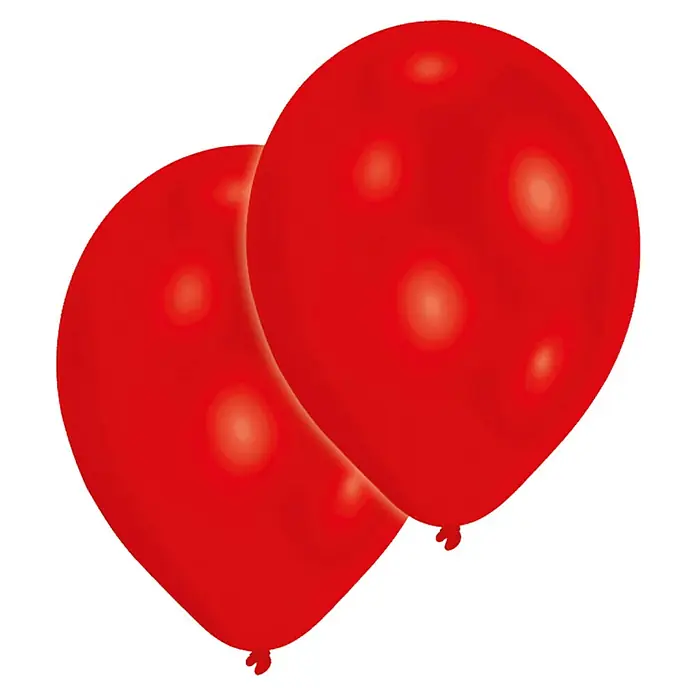 Luftballon - 10 Stk., Rot, Durchmesser: 27,5 cm - Zwei rote Ballons, ideal für Geburtstage, Partys und festliche Dekorationen. Sie verleihen jedem Ereignis einen fröhlichen und farbenfrohen Touch.