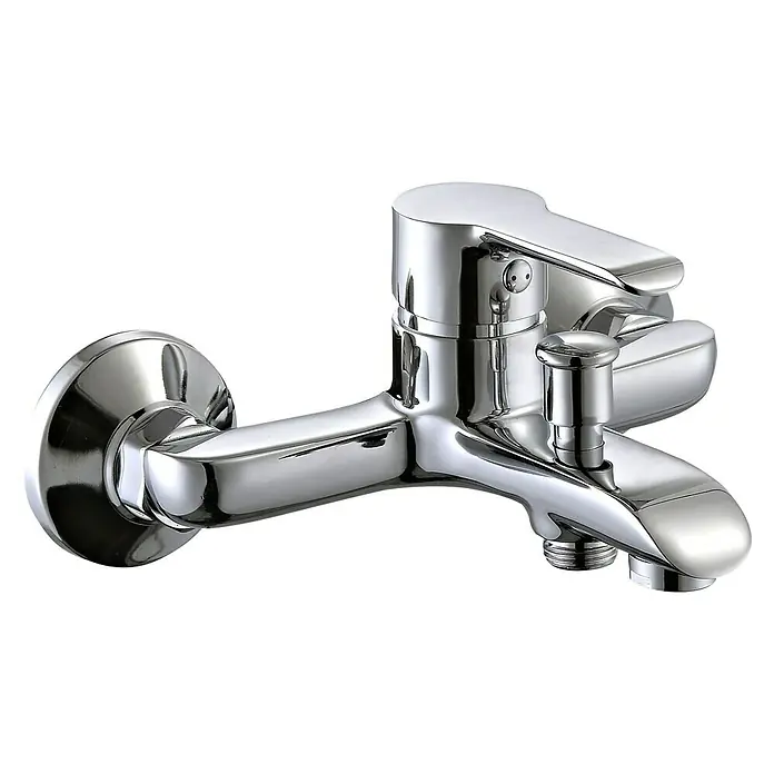 Grifo monomando de bañera Ariel - Cromo, Brillante - Grifo cromado para baño o cocina. El mezclador monomando tiene un aspecto moderno y es ideal para baños elegantes.