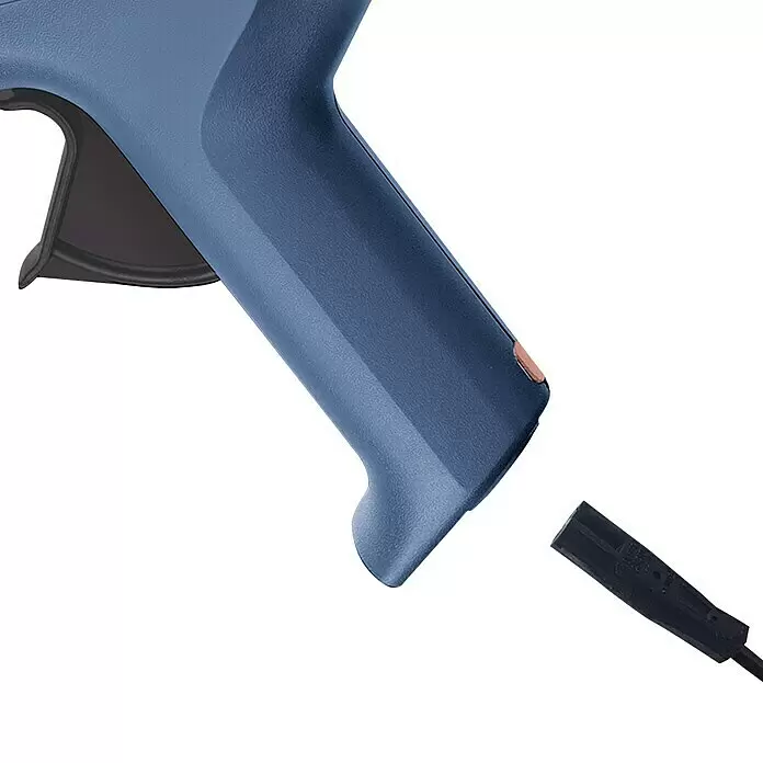 Steinel Heißklebepistole Gluematic 5000 - Durchmesser Klebepatrone: 11 mm, 500 W - Blaue Heißklebepistole mit abgetrenntem schwarzem Netzkabel.