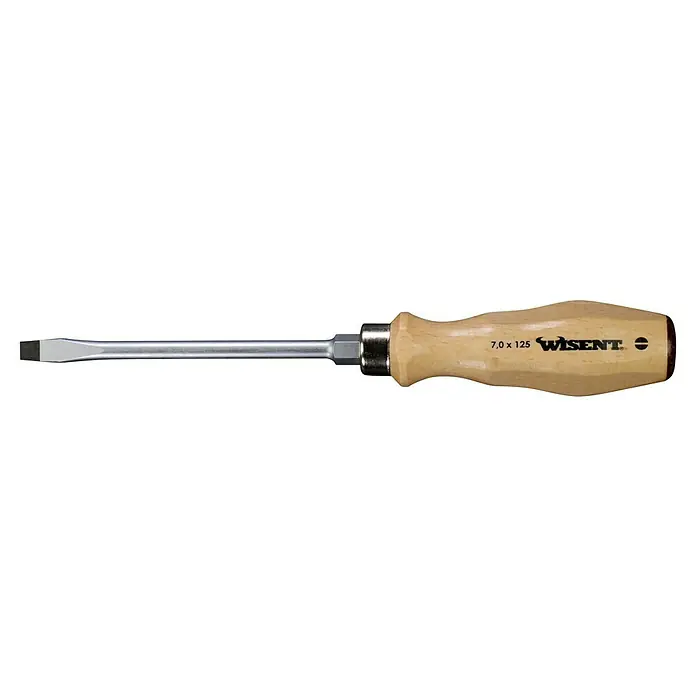 Wisent Schraubendreher - SL 7 mm, Klingenlänge: 125 mm - Der Schlitz-Schraubendreher von Wisent mit Holzgriff ist ideal für präzise Arbeiten. Das Werkzeug bietet Komfort und Effizienz beim Schrauben.
