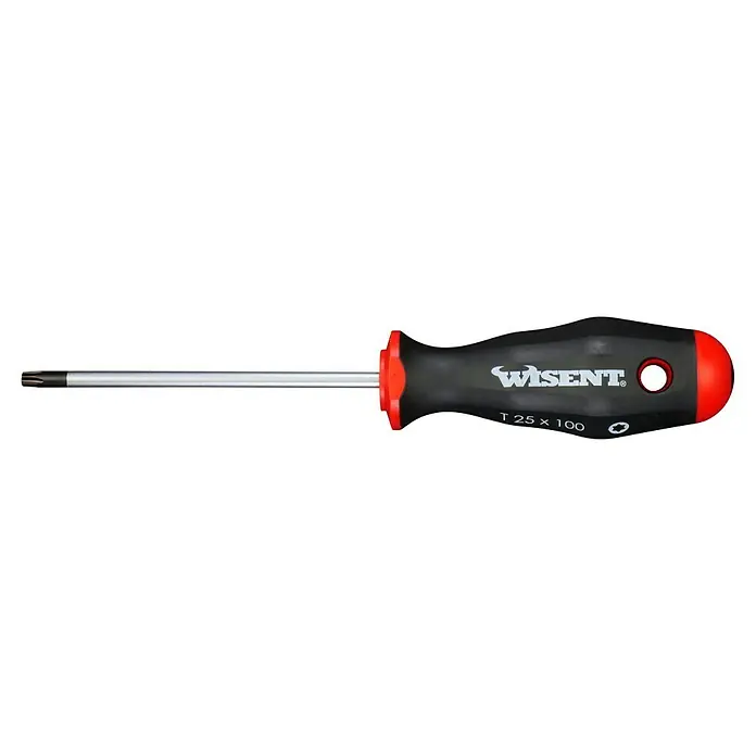 Wisent Schraubendreher - TX 25, Klingenlänge: 100 mm - WISENT Torx-Schraubendreher T 25 x 100 mit schwarzem Griff und roter Kappe, ideal für präzise Schraubarbeiten.