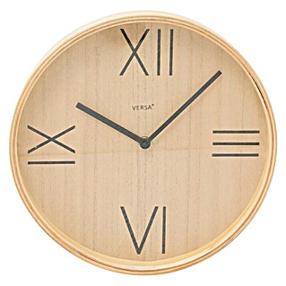 Reloj de pared madera (Diámetro: 30 cm, Marrón)