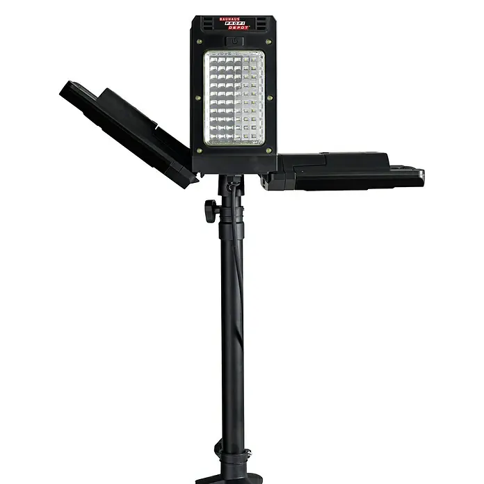 Profi Depot LED-Strahler - 8.000 lm, 6.000 K - 7.000 K, L x B x H: 1,14 x 1,32 x 2,25 m, IP54 - Abbildung einer tragbaren LED-Arbeitsleuchte von Bauhaus Profi Depot mit Stativ, ideal für den mobilen Einsatz und flexible Ausleuchtung.