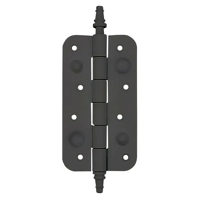 GDK Bisagra Antipalanca RR - L x An: 160 x 80 mm, Negro - Una imagen detallada de una bisagra de puerta de color oscuro, destacando su robusta construcción y elementos de diseño.