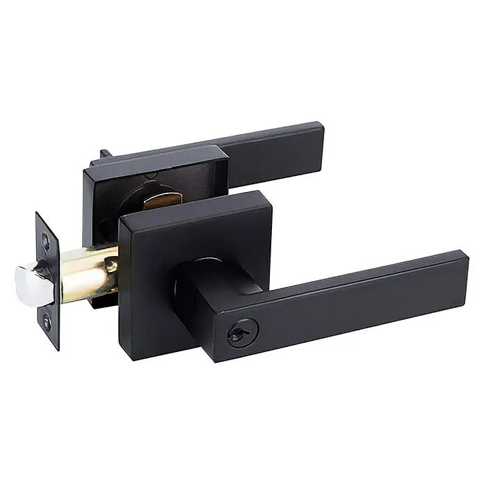 GDK Conjunto de picaporte 20NEET - Negro, Satinado - Manija de puerta negra con cerradura, diseño moderno. Ideal para puertas interiores, añadiendo un toque de elegancia a cualquier habitación.