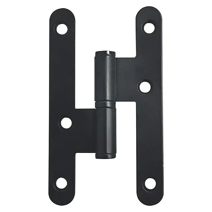 GDK Bisagra - L x An: 100 x 57 mm, Negro, Puertas de izquierda - Bisagra en T negra para una fijación robusta y duradera de puertas y portones. Fácil instalación gracias a los agujeros pre-perforados.