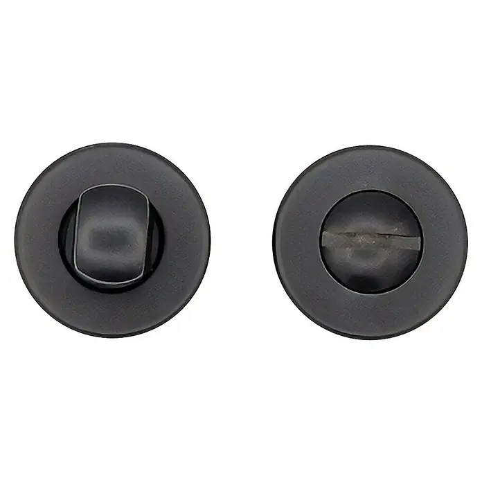 GDK Condena C INOX-35 - Diámetro: 30 mm, Negro, Apto para: Puertas de madera - La imagen muestra un indicador de cerrojo WC en acabado negro mate, ofreciendo un diseño moderno y elegante para puertas de baño.