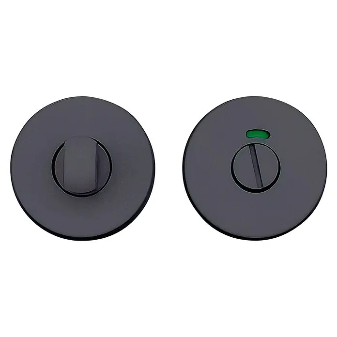 GDK Condena C INOX-50 - Diámetro: 50 mm, Negro, Apto para: Puertas de madera - Juego de cerradura WC antracita con indicador libre/ocupado, elegante y funcional para baños modernos.