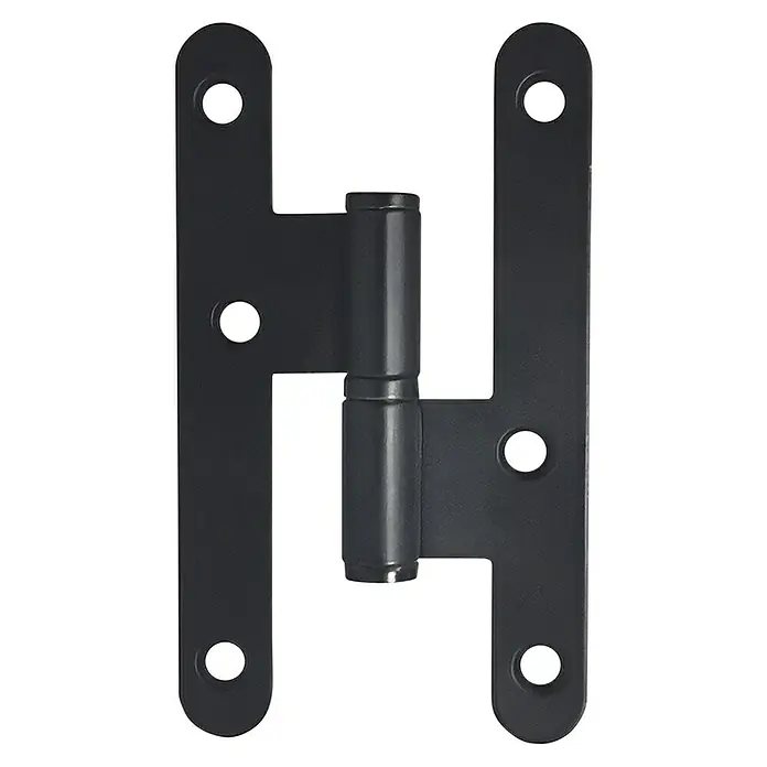 GDK Bisagra - L x An: 100 x 57 mm, Negro, Puertas de derecha - Bisagra de puerta negra en forma de H con esquinas redondeadas y múltiples orificios de montaje para una fijación fuerte y fiable.