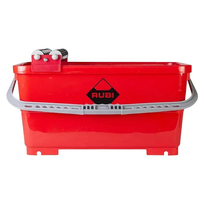 Rubi Cubeta de limpieza Easypro - Polipropileno, 24 l - Cubo rojo Rubi con escurridor de rodillos, ideal para trabajos de alicatado. Práctico y robusto para el uso diario.