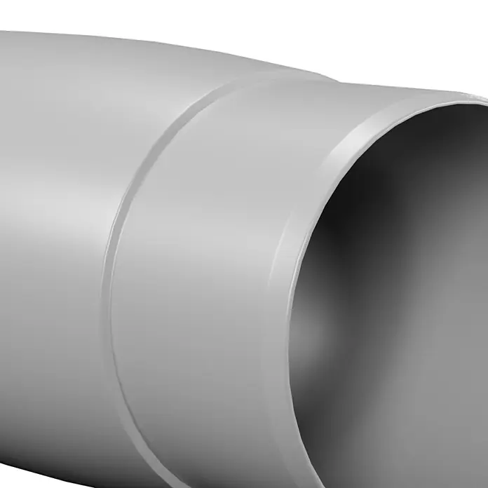 FunkeGruppe Fallrohrmuffe - Nennweite: 105 mm, Kunststoff, Grau - Nahaufnahme eines grauen, gewellten Rohres. Das Rohr ist glatt und weist eine deutliche, umlaufende Wölbung auf.