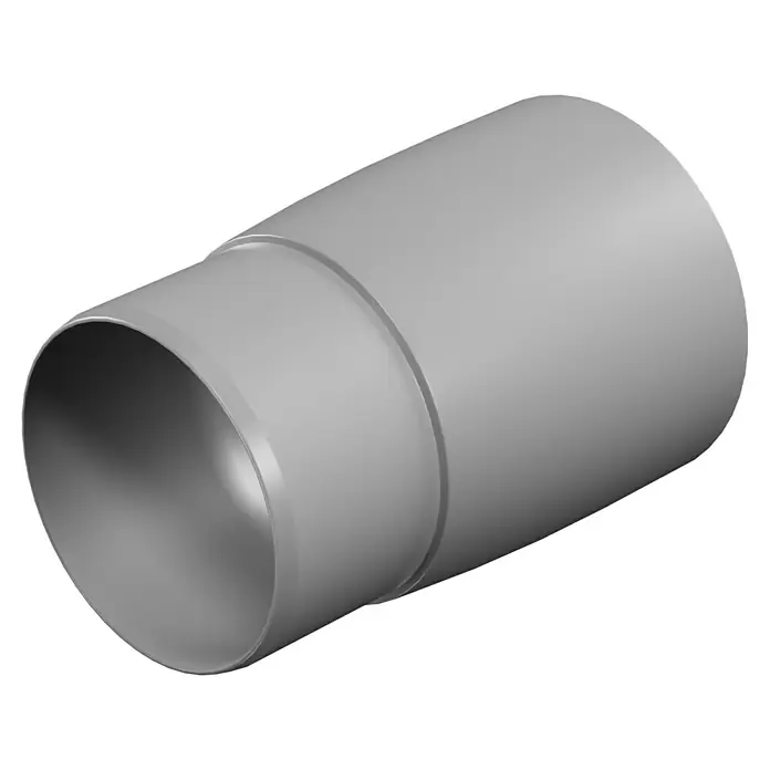 Marley Fallrohrmuffe - Nennweite: 75 mm, Kunststoff, Grau - Nahaufnahme eines grauen, zylindrischen Rohrs, das sich in der Mitte verjüngt. Das Rohr scheint aus Metall oder Kunststoff zu sein.