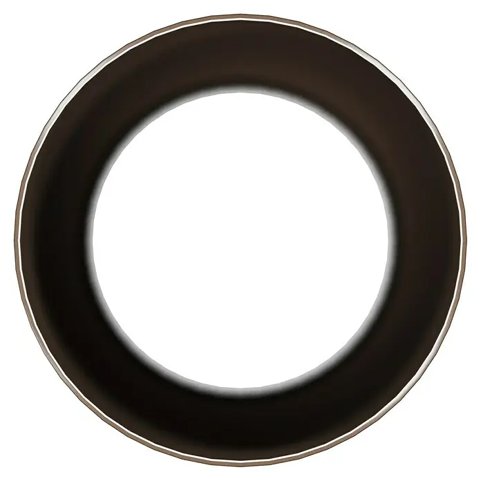 FunkeGruppe Fallrohrmuffe - Nennweite: 75 mm, Kunststoff, Braun - Nahaufnahme eines kreisförmigen, dunklen Ringlichts mit subtilen Highlights, ideal für professionelle Fotos und Videos.