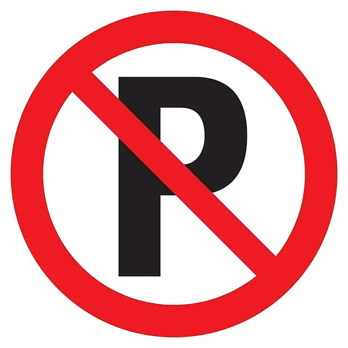 Pickup Verbotsschild - Durchmesser: 18 cm, Parken verboten - Rotes Halteverbotsschild mit schwarzem "P" und rotem Querbalken, das Parken in diesem Bereich untersagt.