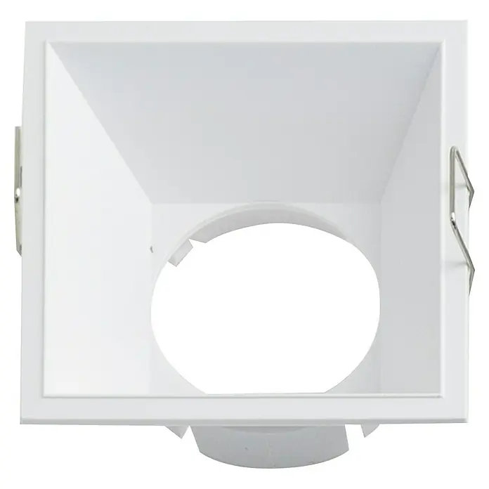 Alverlamp Foco empotrable Soporte Aro - L x An x Al: 8,2 x 8,2 x 3,55 cm, Blanco - Toma de un foco empotrado cuadrado blanco, con una abertura circular para la luminaria.