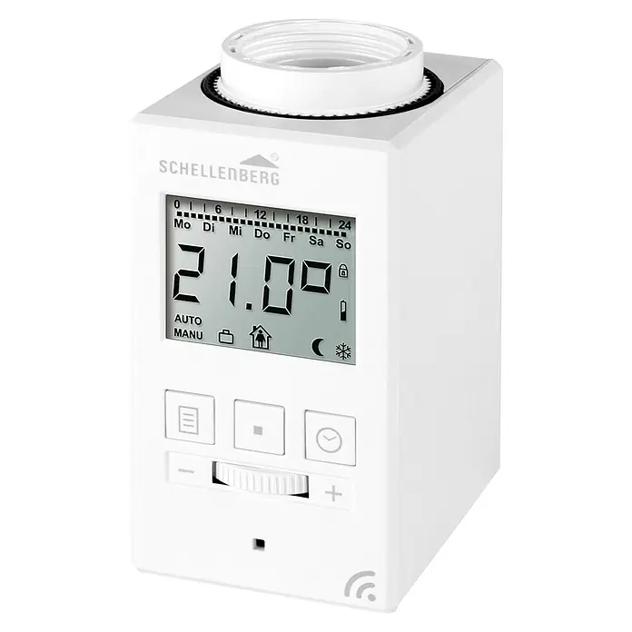 Schellenberg Raumthermostat - Weiß, L x B x H: 65 x 50 x 88 mm - Schellenberg Heizkörperthermostat Premium mit digitaler Anzeige für präzise Temperaturregelung und energiesparendes Heizen.