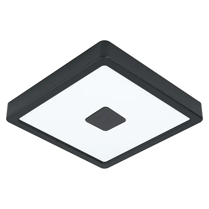 Eglo LED-Deckenleuchte ARGOLIS 2 - Farbe Gehäuse: Schwarz, IP44 - Quadratische LED-Deckenleuchte in Schwarz mit zentralem quadratischem Diffusor für modernes, stilvolles Licht.